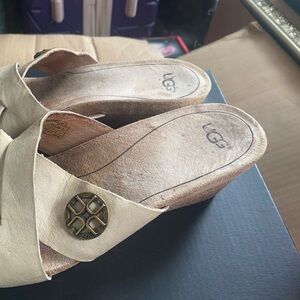 UGG Women's Cream Mules with Bronze Accent